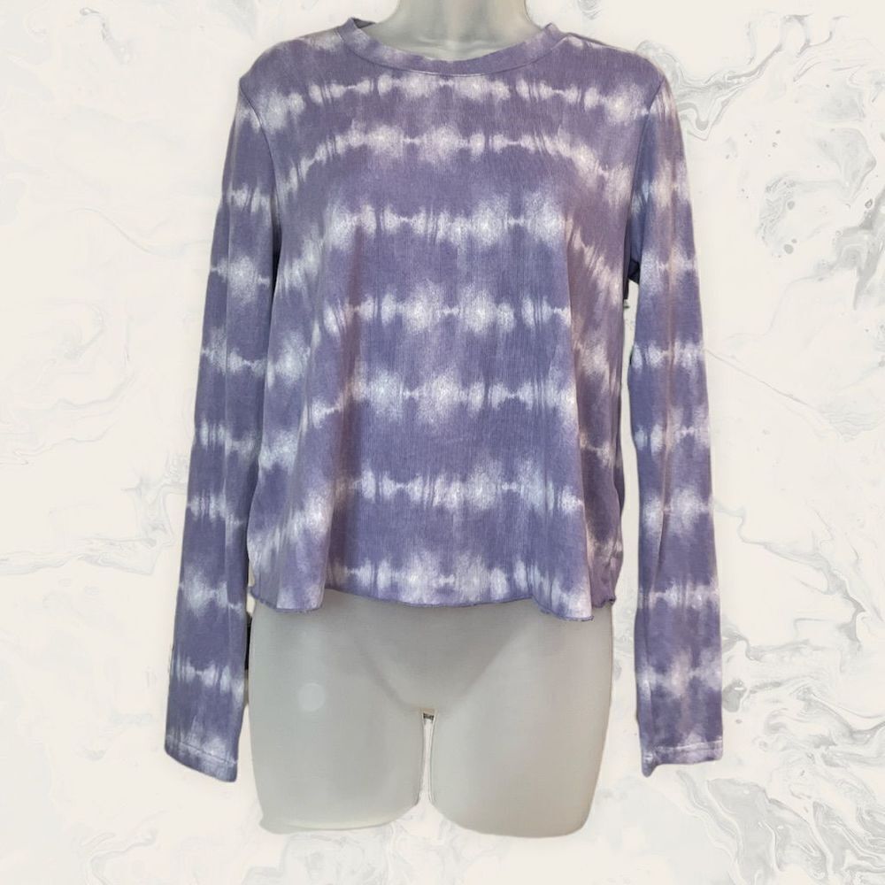 Abound Snuggle Up Pajama Top / Purple Veronica Tie Dye Stripe - Size S - Purple